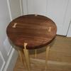 Demi lune occasional tables in black walnut and white ash 18" diameter by 30" tall